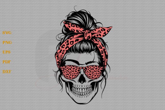 Messy Bun Skull Mom SVG Mom Life SVG PNG