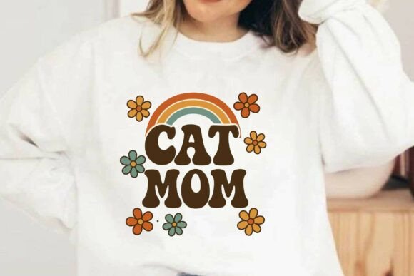 Retro Cat Mom SVG PNG T-Shirt Design