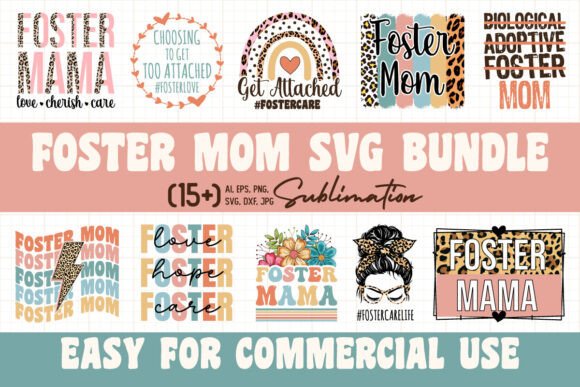 Retro Foster Mom SVG PNG Bundle